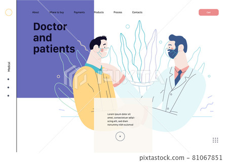 Doctor and patients - medical insurance web tamplate. Flat vector Doctor and patients - medical insurance web tamplate. Flat vector 81067851