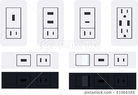 USB outlet illustration material set vector USB outlet illustration material set vector 81068388