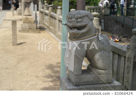 A-un guardian dog nestled on the approach to Tamahime Shrine, Tamano City, Okayama Prefecture A-un guardian dog nestled on the approach to Tamahime Shrine, Tamano City, Okayama Prefecture 81068424