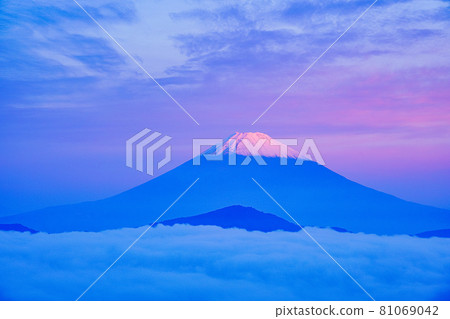 (Kanagawa Prefecture) Mt. Fuji at dawn over Lake Ashi in the sea of clouds (Kanagawa Prefecture) Mt. Fuji at dawn over Lake Ashi in the sea of clouds 81069042