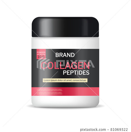 Collagen powder Vector realistic mock up. Product packaging label designs 81069322