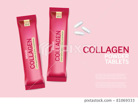 Collagen tablets Vector realistic mock up. Product packaging label designs Collagen tablets Vector realistic mock up. Product packaging label designs 81069333