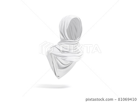 Blank white woman muslim hijab mockup, half-turned view 81069410