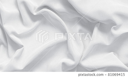 Blank white crumpled fabric material mock up, top view 81069415