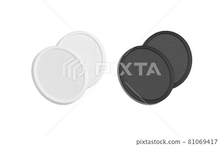 Blank black and white round embroidered patch mockup pair, isolated 81069417