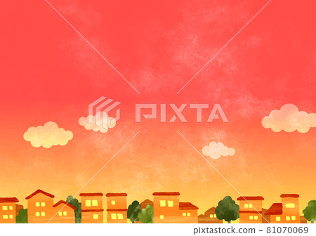 住宅區和日落 住宅區和日落 81070069