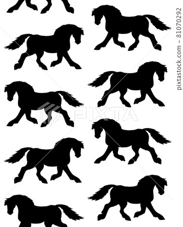 Vector seamless pattern of hand drawn draft horse 81070292