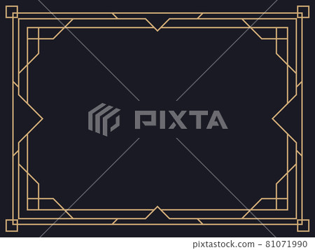 Art deco frame. Vintage linear border. Design a template for invitations, leaflets and greeting cards. Geometric golden frame. The style of the 1920s - 1930s. Vector illustration Art deco frame. Vintage linear border. Design a template for invitations, leaflets and greeting cards. Geometric golden frame. The style of the 1920s - 1930s. Vector illustration 81071990