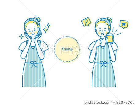 在智能手機上購買護膚套裝的年輕女性 81072703