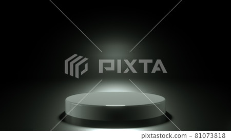 3D rendering stand podium on black background with backlight 81073818