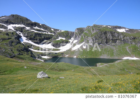 One of the lakes on the Pizol Five Lakes Hike, Lake Schwarzsee. One of the lakes on the Pizol Five Lakes Hike, Lake Schwarzsee. 81076367