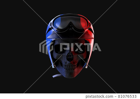 Skull in vintage racing helmet. 3D Rendering 81076533