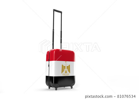 Travel suitcase with the flag of Egypt. Travel concept. 3D Rendering Travel suitcase with the flag of Egypt. Travel concept. 3D Rendering 81076534