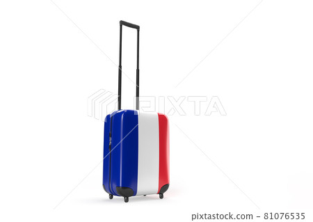 Travel suitcase with the flag of France. Travel concept. 3D Rendering Travel suitcase with the flag of France. Travel concept. 3D Rendering 81076535