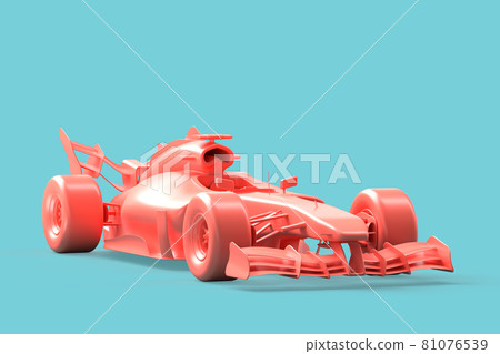 Side view of pink modern racing car over teal background. 3D Rendering Side view of pink modern racing car over teal background. 3D Rendering 81076539
