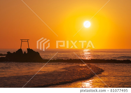 《鳥取縣》 晴天從夏威夷海灘看清晨的景色 《鳥取縣》 晴天從夏威夷海灘看清晨的景色 81077495