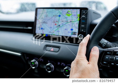 Inside a car in the rain 81079457