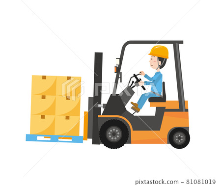 一個在叉車上駕駛和工作的人 一個在叉車上駕駛和工作的人 81081019