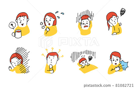 Illustrations of people suffering from the aftereffects of the new coronavirus 81082721