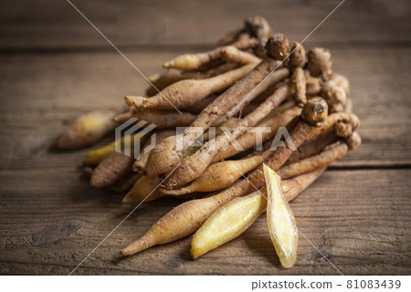 Kaempfer root for food and Thai or Chinese herbal medicine nature - Other names Fingerroot ( Chinese Ginger, Galingale, Kaempfer, Boesenbergia rotunda, Krachai ) Kaempfer root for food and Thai or Chinese herbal medicine nature - Other names Fingerroot ( Chinese Ginger, Galingale, Kaempfer, Boesenbergia rotunda, Krachai ) 81083439