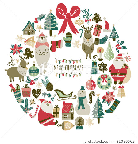 Rough Christmas Material Illustration Set Stock Illustration