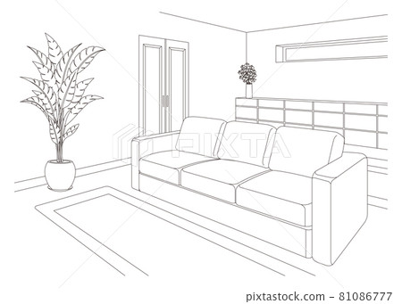 客廳線描矢量圖 81086777