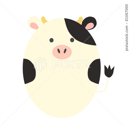 Round and simple cute cow - Stock Illustration [81087000] - PIXTA