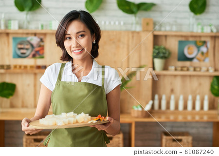 Woman with Organic Soap Ingredients Woman with Organic Soap Ingredients 81087240