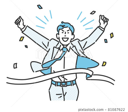 Image illustration material of business person who cuts goal tape Image illustration material of business person who cuts goal tape 81087622