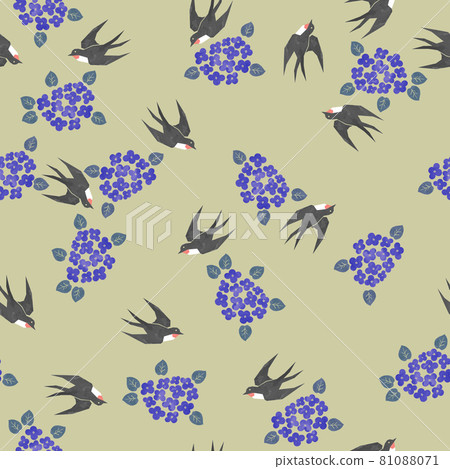 Hydrangea and swallow pattern 81088071