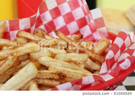 Hand Cut French Fried Potatoes in Retro Cafe 81088884
