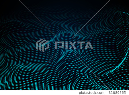 Wave of particles. Blue vector dots background with a dynamic wave. Big data. Wave of particles. Blue vector dots background with a dynamic wave. Big data. 81089365