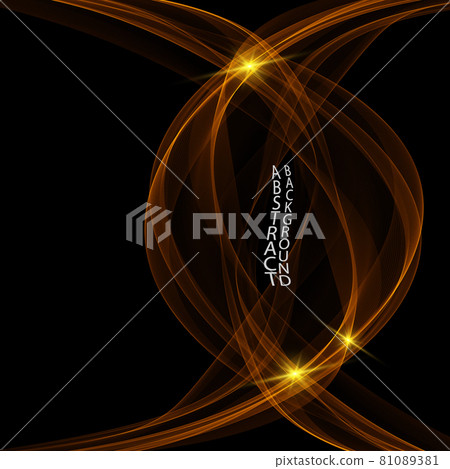 Golden flowing wave with sequins glitter stars isolated on black background. Golden flowing wave with sequins glitter stars isolated on black background. 81089381