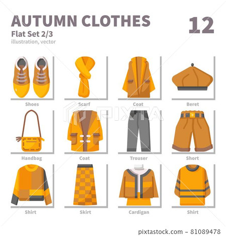 Autumn clothes icons set, Flat, vector and illustration set 2 81089478