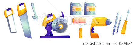 Construction tools, drill, saw, screwdriver Construction tools, drill, saw, screwdriver 81089684