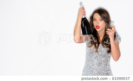 new year celebration shocked woman party drink new year celebration shocked woman party drink 81090037