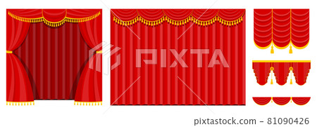 Curtains with lambrequins on the stage of the theater, concert hall. 81090426