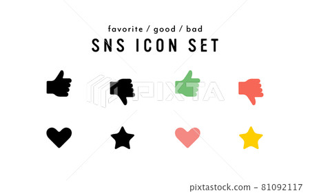 SNS icon set Like Good Button Bad GOOD BAD Favorite Heart Star 81092117
