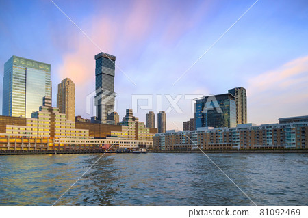 Skyline of Jersey City, New Jersey from New York Harbor 81092469