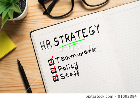 Conceptual plan development hr strategy with notes in notebook Conceptual plan development hr strategy with notes in notebook 81092884