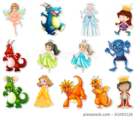 Sticker set with different fairytale cartoon characters 81093126