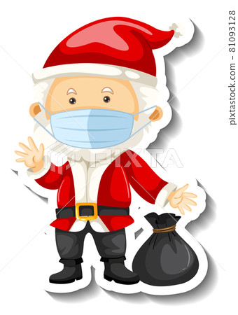 A sticker template with Santa Claus wearing mask 81093128