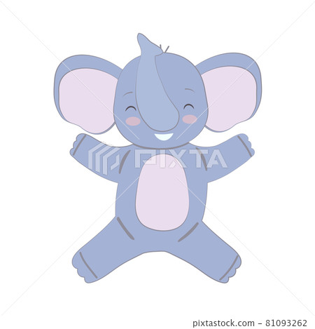 A funny jumping elephant with his eyes closed. A funny jumping elephant with his eyes closed. 81093262