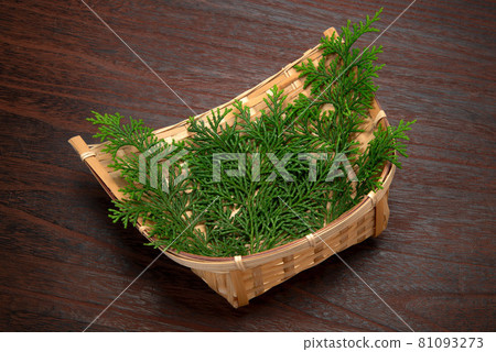 Colander and cypress leaves for backgrounds such as cooking and food 81093273