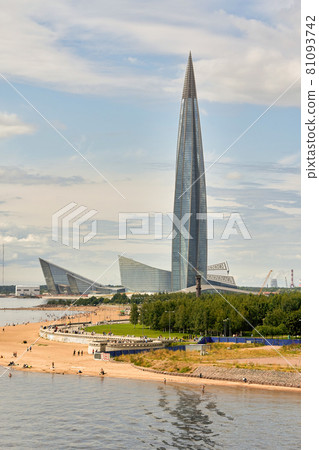 Skyscraper Lakhta Center on coast of Gulf of Finland in St.Petersburg, Russia 81093742
