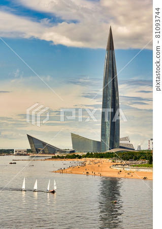 Skyscraper Lakhta Center on coast of Gulf of Finland in St.Petersburg, Russia 81093744