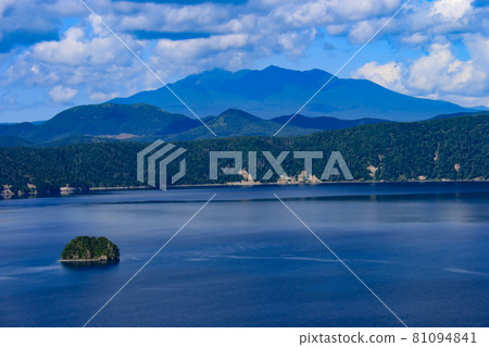 Hokkaido summer Lake Mashu and Mt. Shari distant view Hokkaido summer Lake Mashu and Mt. Shari distant view 81094841