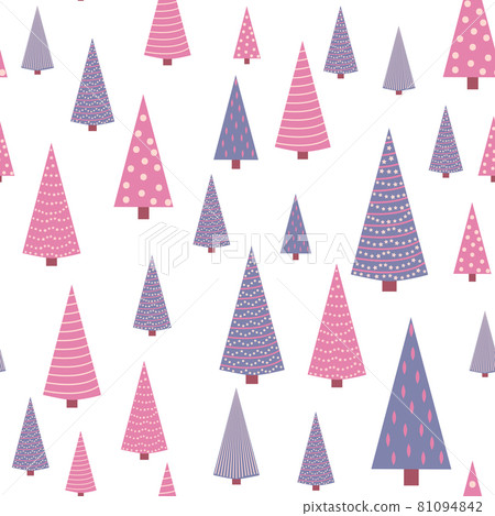 Seamless repeating pattern with textured Christmas trees in black, pastel pink, light blue Seamless repeating pattern with textured Christmas trees in black, pastel pink, light blue 81094842