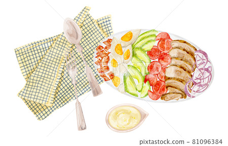 手繪水彩風格的科布沙拉插圖 手繪水彩風格的科布沙拉插圖 81096384