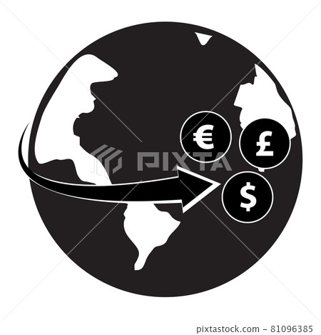 Arrow wrapped around the earth. Remittances icon. flat style.  81096385